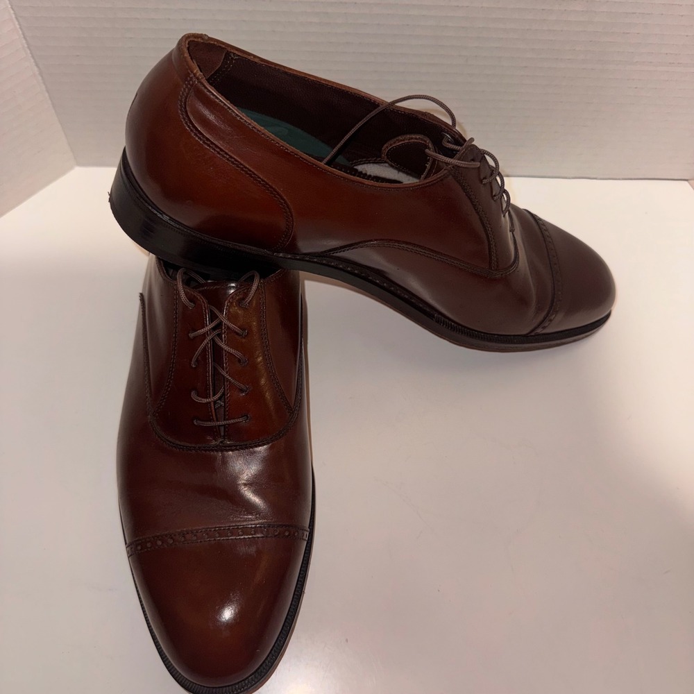 Florsheim Cap Toe Oxford Men 8 Brown Leather Lace Up Dress Shoes 567394 738
